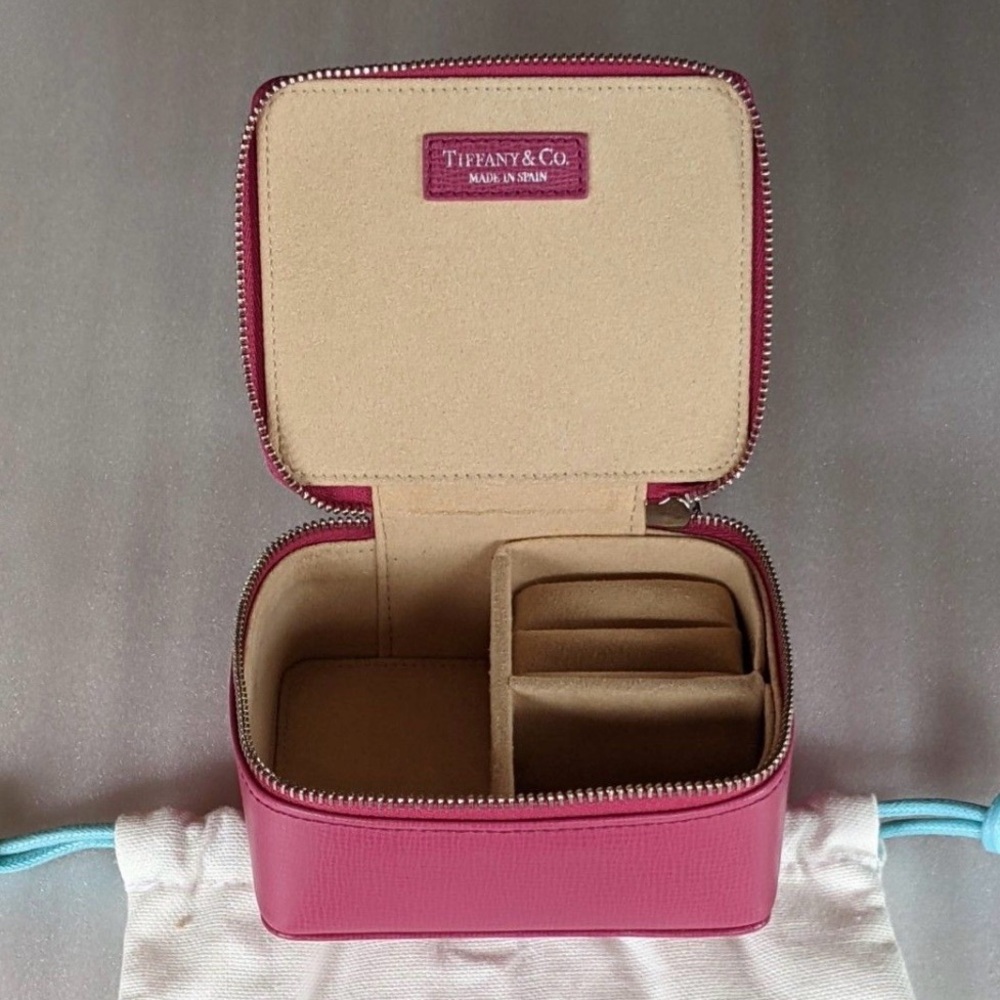 Rare Tiffany & Co. Pink Leather Jewelry Travel Case